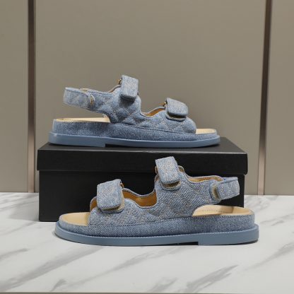 Chanel Temperament Denim Blue Classic Sandals - Image 4