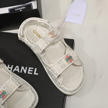 Chanel Check Design Classic Velcro Sandals - Image 4