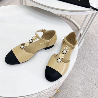 Chanel Spring/Summer Apricot Dance Shoes Series Small Round Toe Matte Sandals - Image 4
