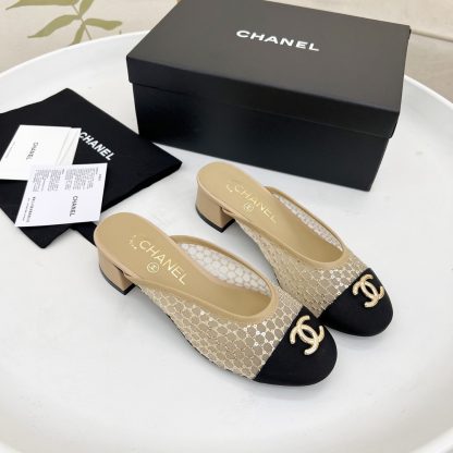 Chanel apricot spring and summer dancing shoes series new small round head retro sandals - Image 4