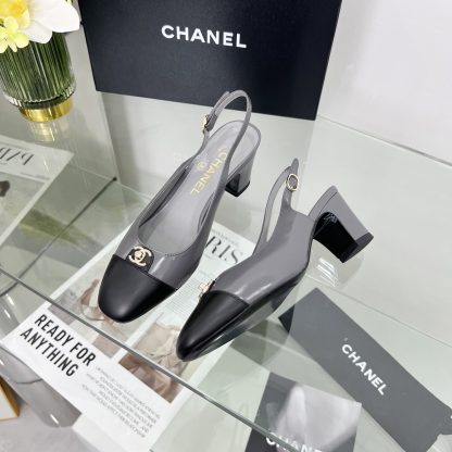 Chanel Spring/Summer Dance Shoes Collection Grey Small Round Head New Sandals Heel Height 6cm - Image 4
