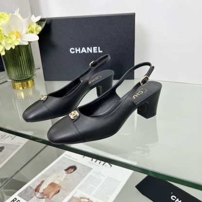 Chanel Spring and Summer Dancing Shoes Series Black Small Round Head New Sandals Heel Height 6cm - Image 4