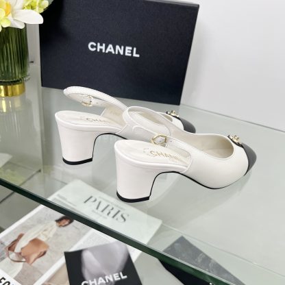 Chanel Spring and Summer Dancing Shoes Series White Small Round Head New Sandals Heel Height 6cm - Image 4