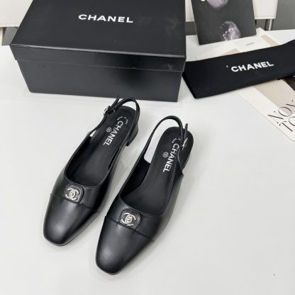 Chanel Early Spring Dance Shoes Series New Small Round Head Black Retro Feeling Sandals - Image 4