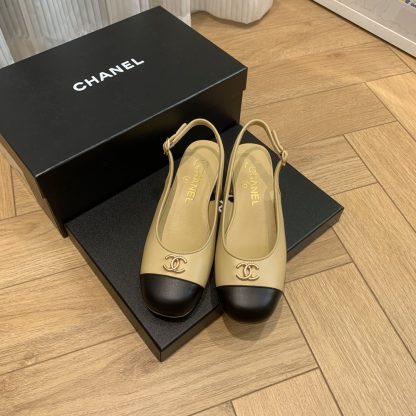 Chanel apricot spring and summer dancing shoes series new small round head slim retro sandals - Image 4