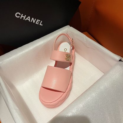 Chanel new bow high-heeled pink sandals, heel height 7.5cm - Image 4