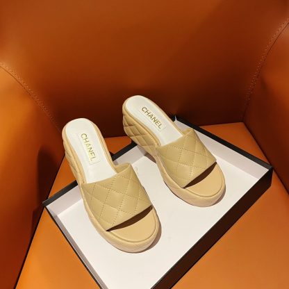 Chanel new style high heel apricot sandals, heel height 7.5cm - Image 4