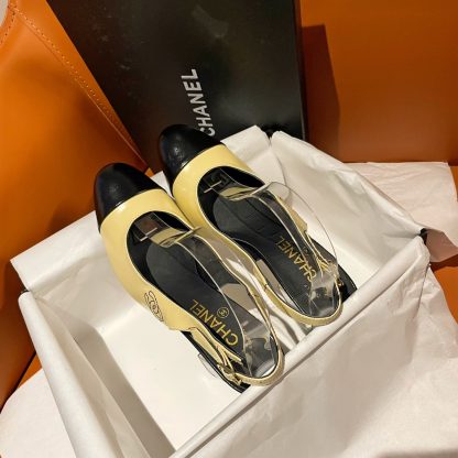 Chanel new apricot leather high-heeled sandals - Image 4
