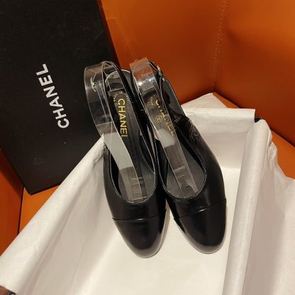 Chanel new black leather high-heeled sandals - Image 4