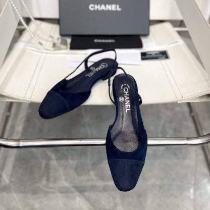 Chanel Fashion Classic Mixed Lambskin Dark Blue Flat Sandals - Image 4