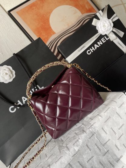 Chanel Lunch Box Bag Hobo with Woven Handle Tote Bag - Image 4