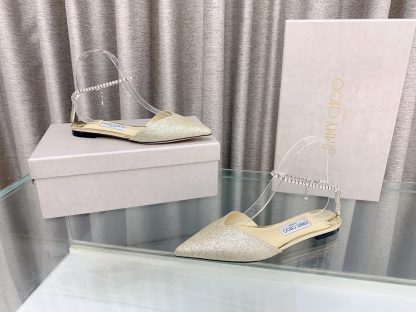 Jimmy Choo patent leather crystal chain flats - Image 4