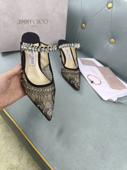 Jimmy Choo black mesh half-slip high heels - Image 4