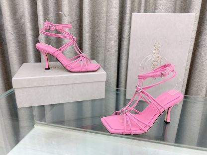 Jimmy Choo Simple and Stylish Heart-shaped Crystal Diamond Strapped High Heels - Image 4