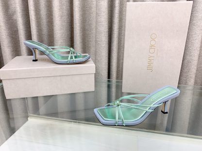 Jimmy Choo Simple and Stylish Heart-shaped Crystal Diamond Strapped High Heels - Image 4