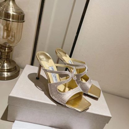 Jimmy Choo Gold Temperament Sandals High Heels - Image 4
