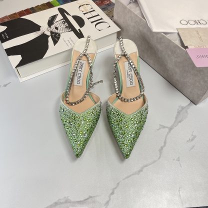 Jimmy Choo Classic Diamond Chain Pointed Crystal High Heel Sandals - Image 4