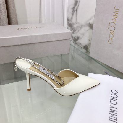 Jimmy Choo patent leather crystal chain high heels - Image 4