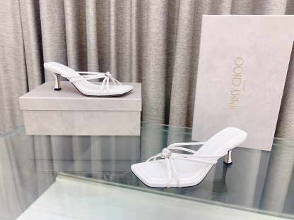 Jimmy Choo fashionable minimalist heart-shaped crystal diamond strap high heels - Image 4