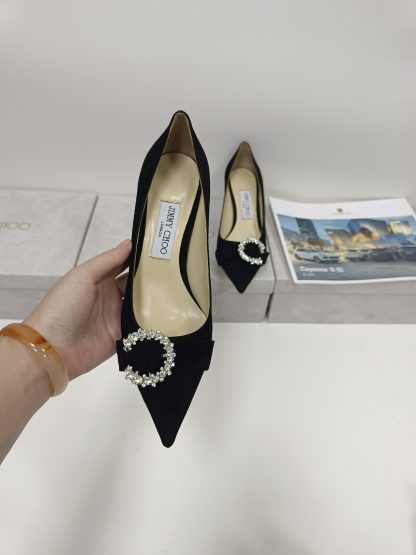 Jimmy Choo Fashion C-shaped Crystal Buckle High Heels - Image 4