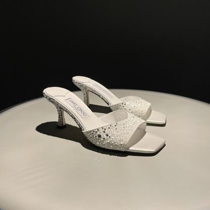 Jimmy Choo rhinestone gradient white high heels - Image 4