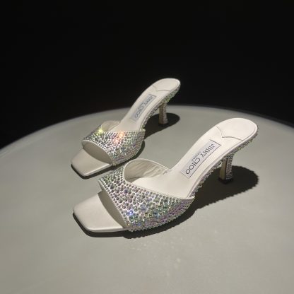 Jimmy Choo rhinestone gradient champagne high heels - Image 4