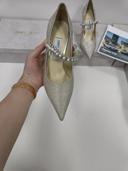 Jimmy Choo delicate high heels with fine sparkling pearls - Image 3
