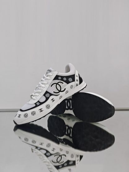 Chanel Unisex Black and White Diamond Breathable Mesh Casual Shoes - Image 4