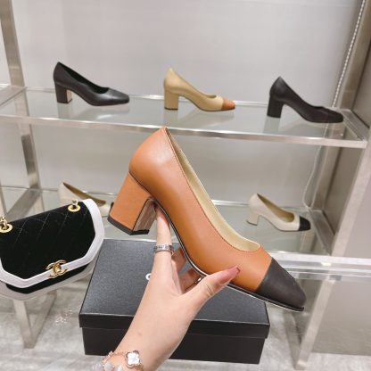 Chanel new apricot classic retro classic round toe shoes heel height 6.5cm - Image 4