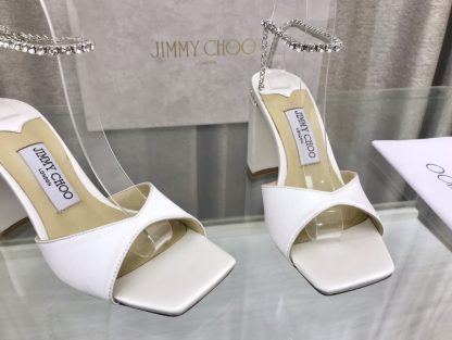 Jimmy Choo new crystal chain square toe high-heeled sandals - Image 4