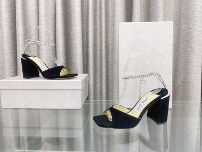 Jimmy Choo new crystal chain square toe high-heeled sandals - Image 4
