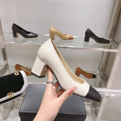 Chanel new white classic retro classic round toe shoes heel height 6.5cm - Image 4