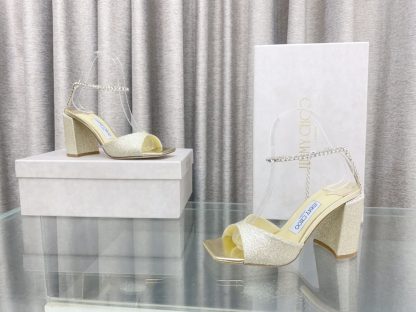 Jimmy Choo new crystal chain square toe high heels - Image 4