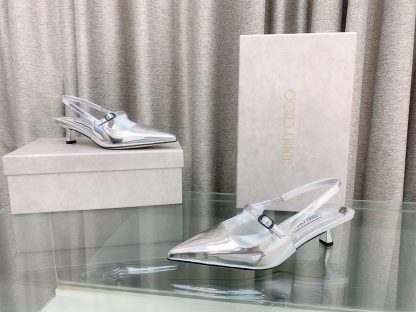 Jimmy Choo new silver fashion slingback high heels - Image 4