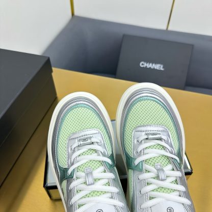 Chanel Green and Silver Casual Versatile Sneakers - Image 4