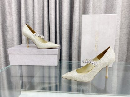 Jimmy Choo Strapless Rhinestone Pointed Toe High Heels - Image 4