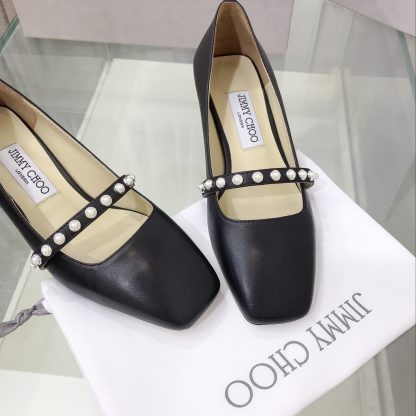 Jimmy Choo Pearl Studded Vintage Chunky Heel Pumps - Image 4