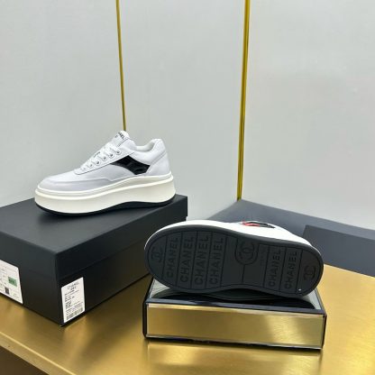 Chanel white with red logo casual versatile sneakers - Image 4
