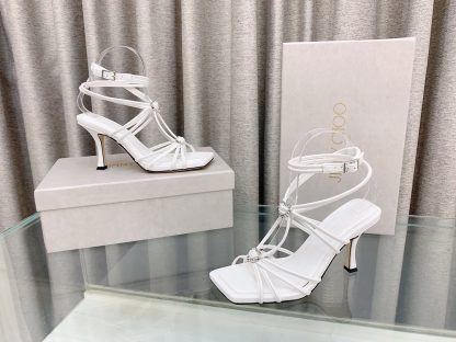 Jimmy Choo simple and fashionable heart-shaped crystal diamond strappy high heels - Image 4