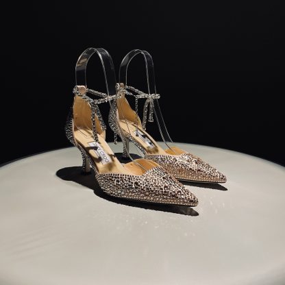 Jimmy Choo classic diamond chain pointed crystal high heels - Image 4