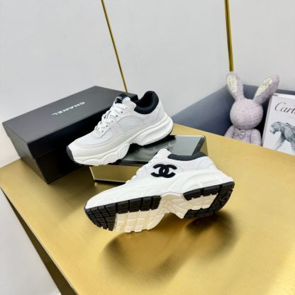 Chanel white and gray classic sports versatile couple style dad shoes - Image 4