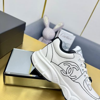 Chanel beige with black classic sports all-match couple style dad shoes - Image 4