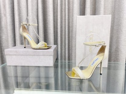 Jimmy Choo new summer crystal chain square toe high heels - Image 4