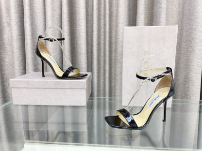 Jimmy Choo new crystal chain square head high heels - Image 4