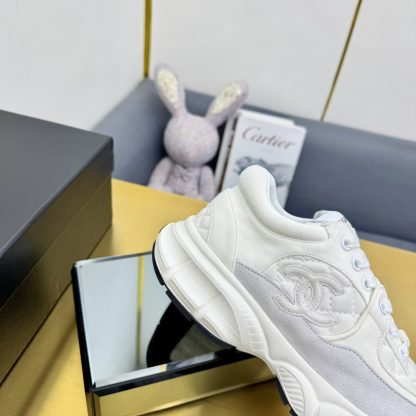 Chanel men's and women's couple's white and gray classic sports casual dad shoes - Image 4