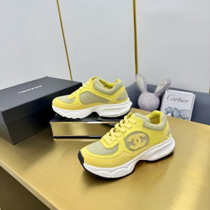 Chanel men's and women's couple's yellow and green classic sports casual dad shoes - Image 4