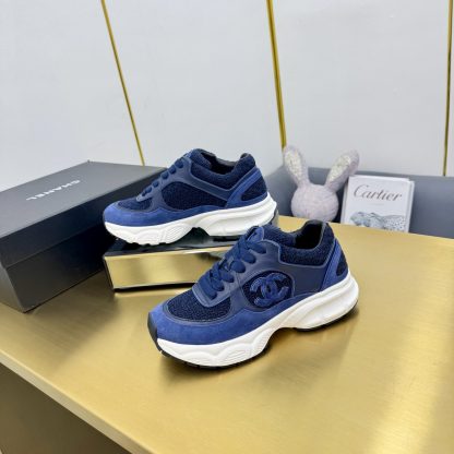 Chanel men's and women's couple's dark blue classic sports casual dad shoes - Image 4
