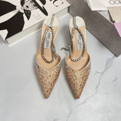 Jimmy Choo diamond chain pointed crystal high heel sandals - Image 4