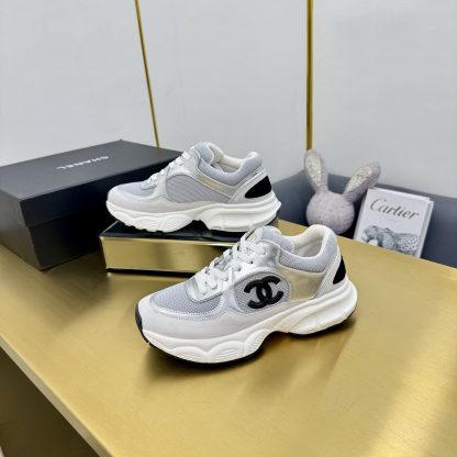 Chanel men's and women's couple silver-gray classic breathable casual dad shoes - Image 4