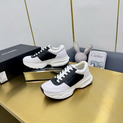 Chanel men's and women's couple's white mix and match black classic sports casual dad shoes - Image 4